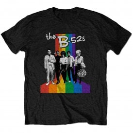 Rock Off B52s Rainbow Stripe T Shirt in Black