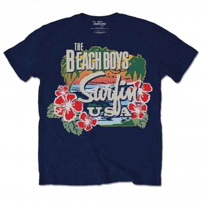 Rock Off Beach Boys Surfin USA Tropical T Shirt in Navy