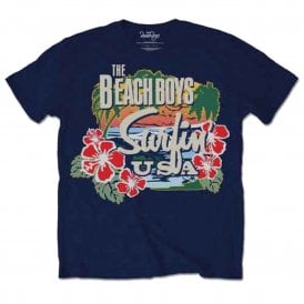 Rock Off Beach Boys Surfin USA Tropical T Shirt in Navy