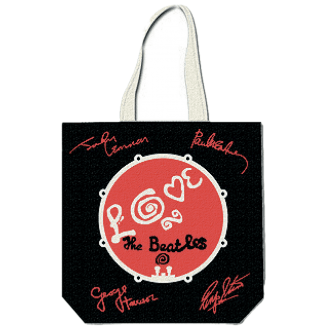 Rock Off Beatles Love Drum Tote Bag - Black