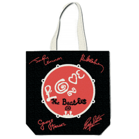 Rock Off Beatles Love Drum Tote Bag - Black