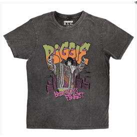 Rock Off Biggie Cartoon Grafitti T-Shirt - Charcoal
