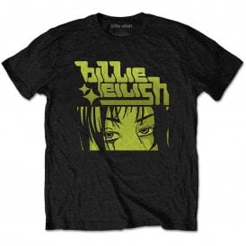 Rock Off Billie Eilish Anime Logo T Shirt in Black
