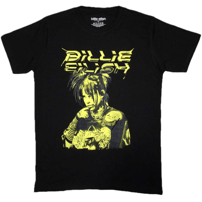 Rock Off Billie Eilish Illustration T-Shirt - Black