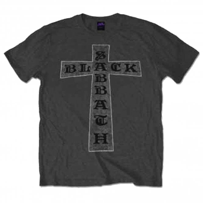 Rock Off Black Sabbath Cross T Shirt Charcoal
