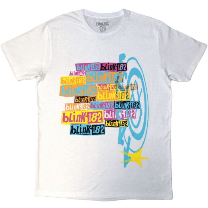 Rock Off Blink-182 Multi-Stacked Logo T-Shirt - White