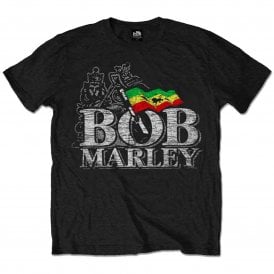 Rock Off Bob Marley Distress Logo T Shirt in Black