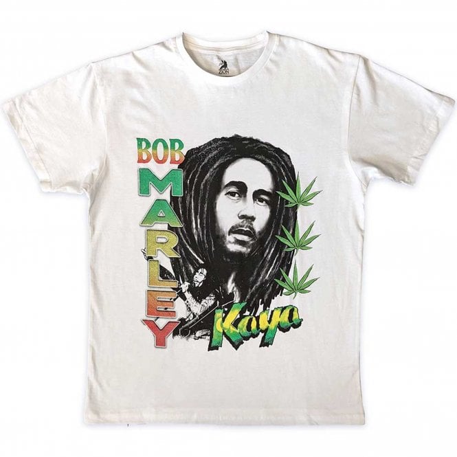 Rock Off Bob Marley Kaya Illustration T Shirt in White