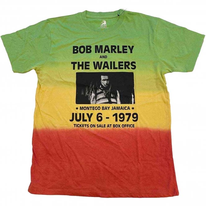 Rock Off Bob Marley Montego Bay T Shirt in Green Dip Dye