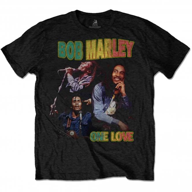 Rock Off Bob Marley One Love Homage T Shirt in Black