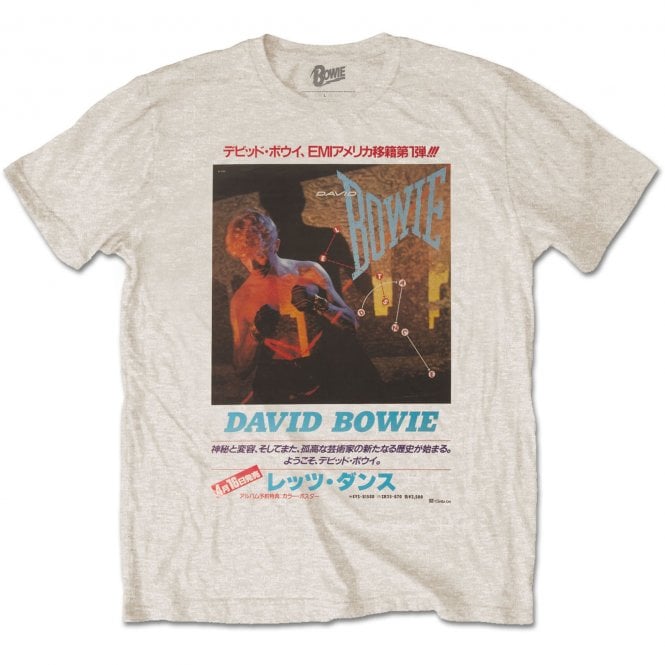 Rock Off Bowie Japanese Text T Shirt in Sand