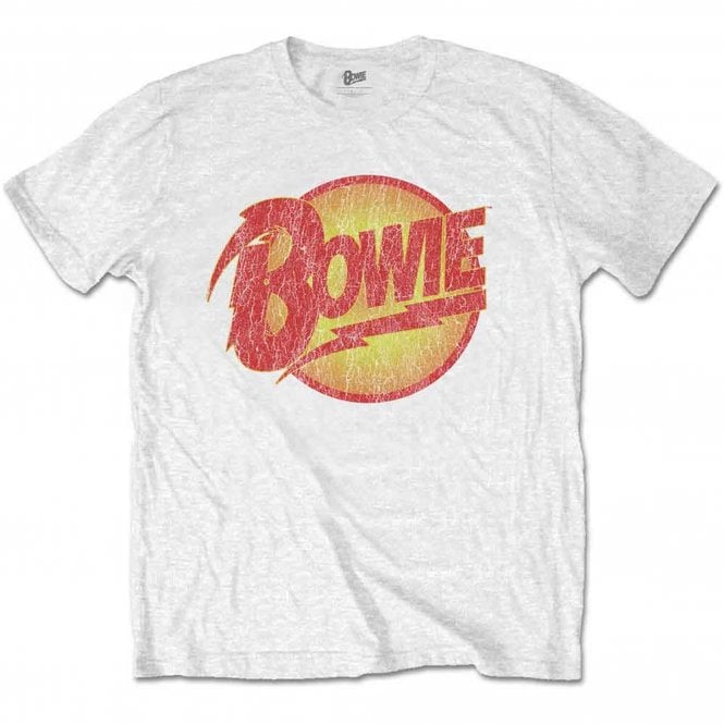 Rock Off Bowie Vintage Diamond Dogs Logo T Shirt in White