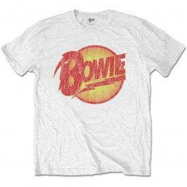 Rock Off Bowie Vintage Diamond Dogs Logo T Shirt in White