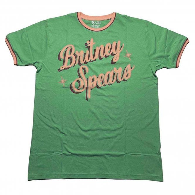 Rock Off Britney Spears Retro Text T Shirt in Green