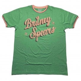 Rock Off Britney Spears Retro Text T Shirt in Green