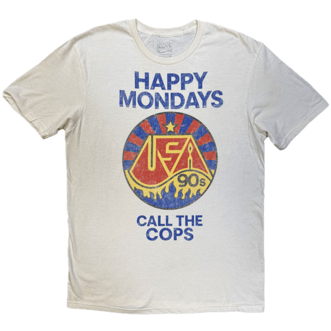 Rock Off Call The Cops Happy Mondays T-Shirt - Natural