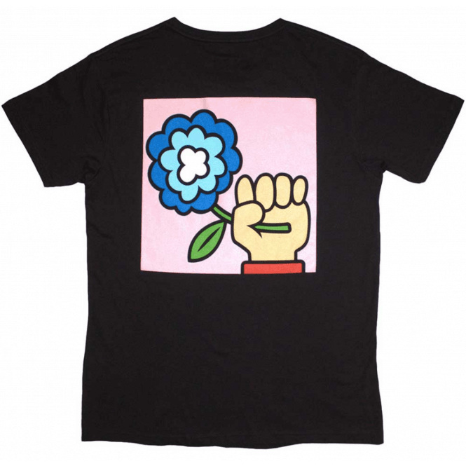Rock Off Cartoon Flower Idles T-Shirt - Black