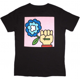 Rock Off Cartoon Flower Idles T-Shirt - Black