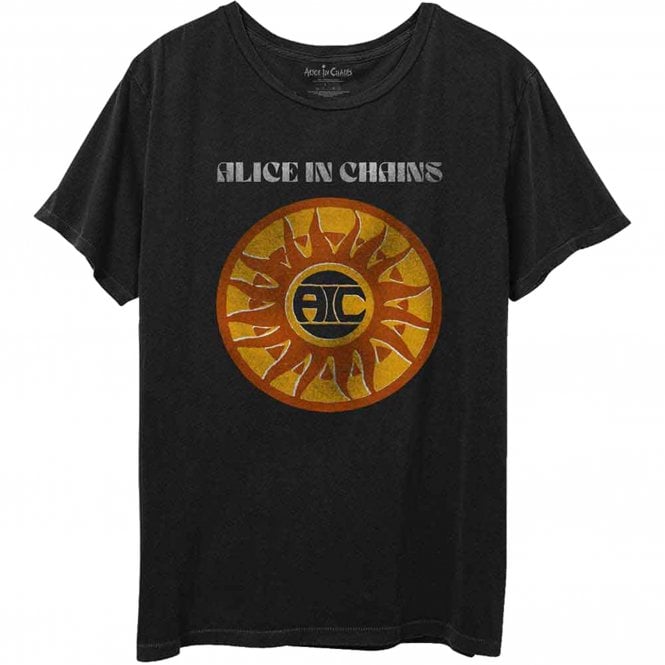 Rock Off Circle Sun Vintage Alice In Chains T Shirt in Black