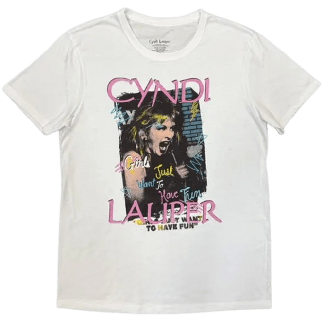 Rock Off Cyndi Lauper T Shirt in White