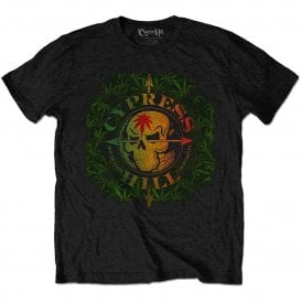 Rock Off Cypress Hill South Gate Logo And Leaves T Shirt in Black