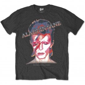 Rock Off David Bowie Aladdin Sane T Shirt in Charcoal