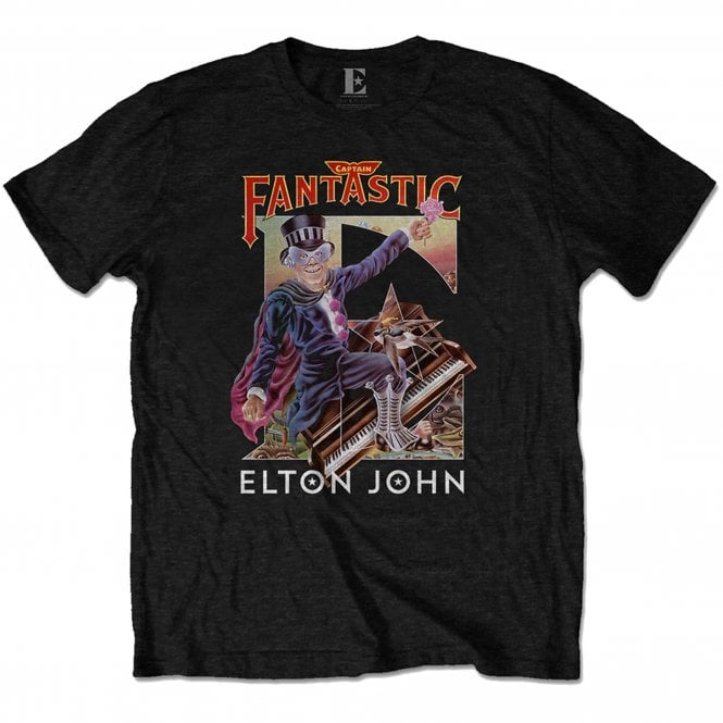 Rock Off Elton John Captain Fantastic T Shirt in Black