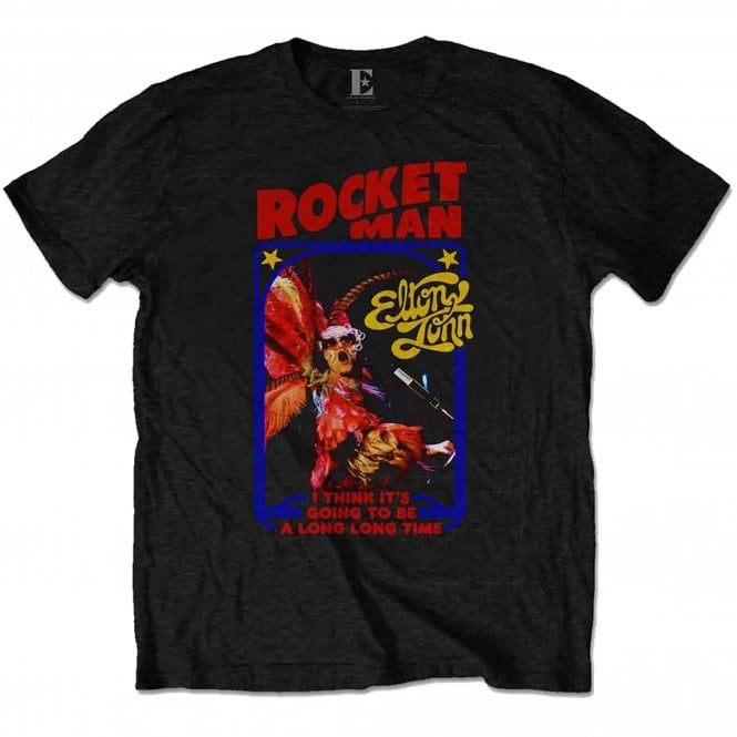 Rock Off Elton John Rocketman Feather Suit T Shirt in Black