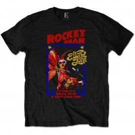 Rock Off Elton John Rocketman Feather Suit T Shirt in Black