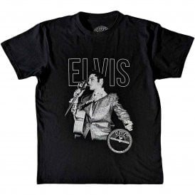 Rock Off Elvis Portrait T Shirt in Black