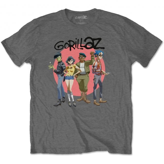 Rock Off Gorillaz Circle Rise T Shirt in Charcoal