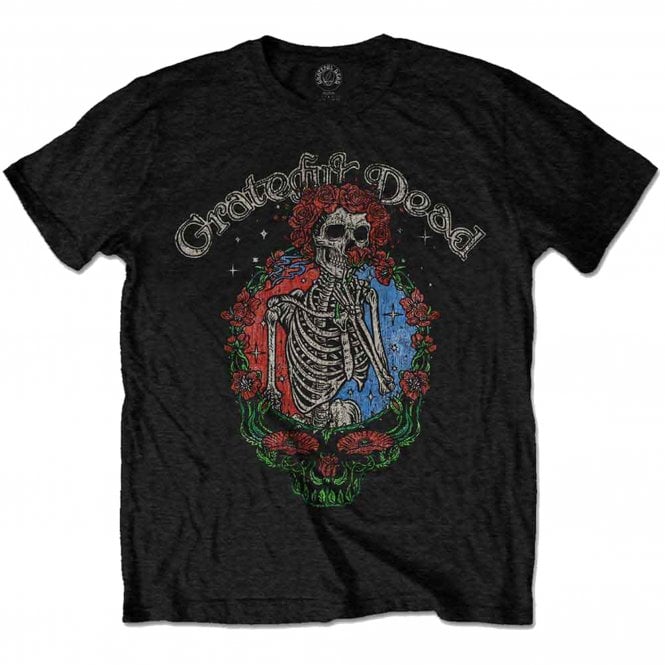 Rock Off Grateful Dead Floral Stealie T Shirt in Black