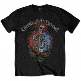 Rock Off Grateful Dead Floral Stealie T Shirt in Black