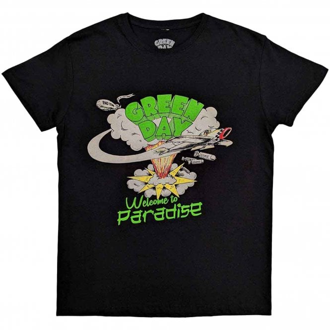 Rock Off Green Day Welcome To Paradise T Shirt in Black