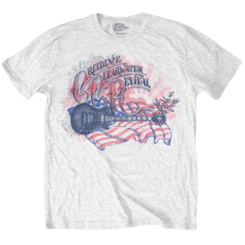 Rock Off Guitar & Flag Creedence Clearwater T Shirt in White