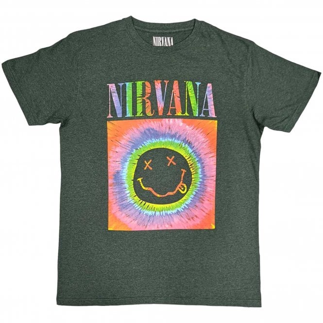 Rock Off Happy Face Glow Box Nirvana T Shirt in Green
