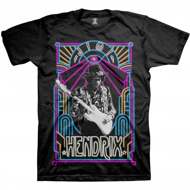 Rock Off Jimi Electric Ladyland Neon T Shirt in Black
