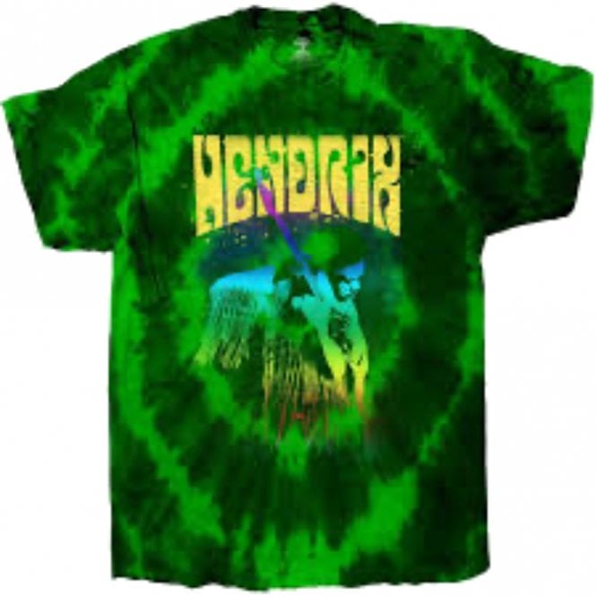 Rock Off Jimi Hendrix Hear The Vibe T Shirt in Green Dip Dye