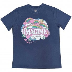 Rock Off John Lennon Rainbows Love And Peace T Shirt in Navy