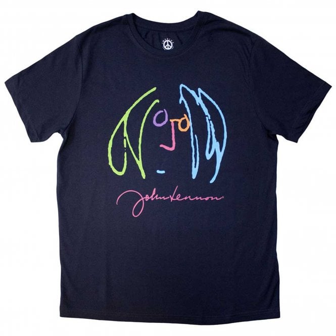 Rock Off John Lennon Self Full Colour T Shirt in Navy