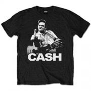 Rock Off Johnny Cash Finger T Shirt in Black