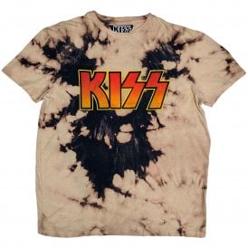 Rock Off Kiss Classic Logo T Shirt in Black/tan Dip Dye