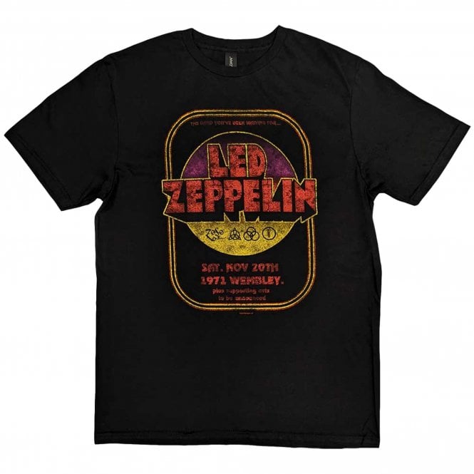 Rock Off Led Zeppelin 1971 Wembley T Shirt in Black