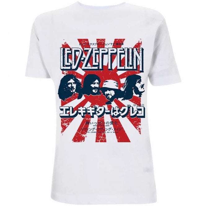 Rock Off Led Zeppelin Japanese Burst T Shirt in White