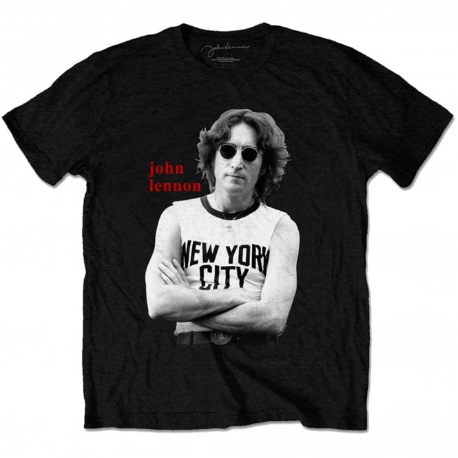Rock Off Lennon NYC B&W T Shirt in Black