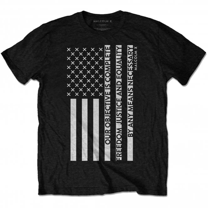 Rock Off Malcom X Freedom Flag T Shirt in Black