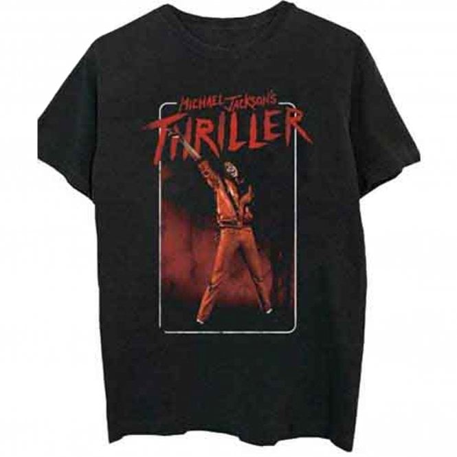 Rock Off Michael Jackson Red Thriller Pose T Shirt in Black