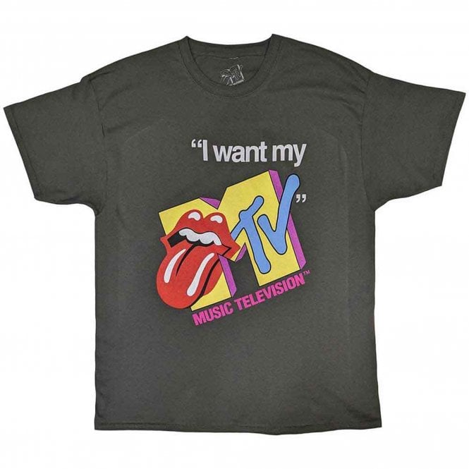 Rock Off MTV Rolling Stones I Want My MTV T Shirt in Charcoal