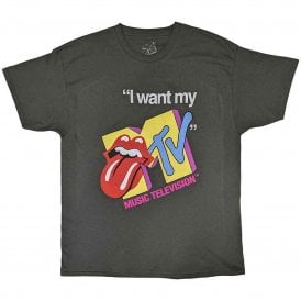 Rock Off MTV Rolling Stones I Want My MTV T Shirt in Charcoal