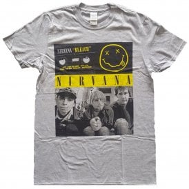 Rock Off Nirvana Bleach Cassettes T Shirt in Grey